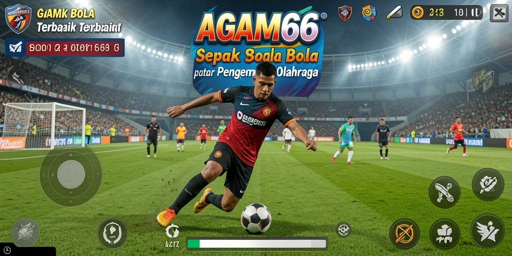 Tampilan layar permainan AGAM66 yang memukau saat pertandingan sepak bola.