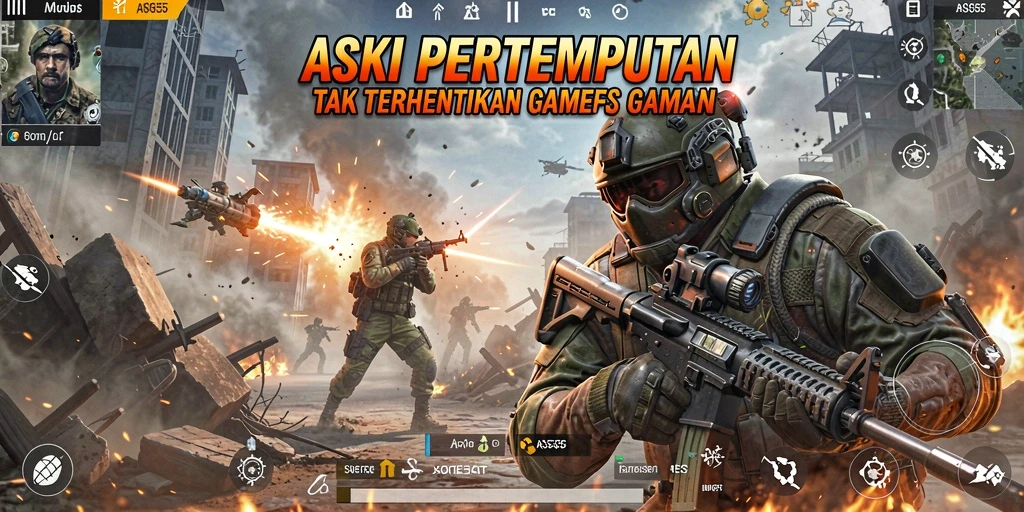 Tampilan gameplay seru dari ASG55 dalam pertempuran FPS.