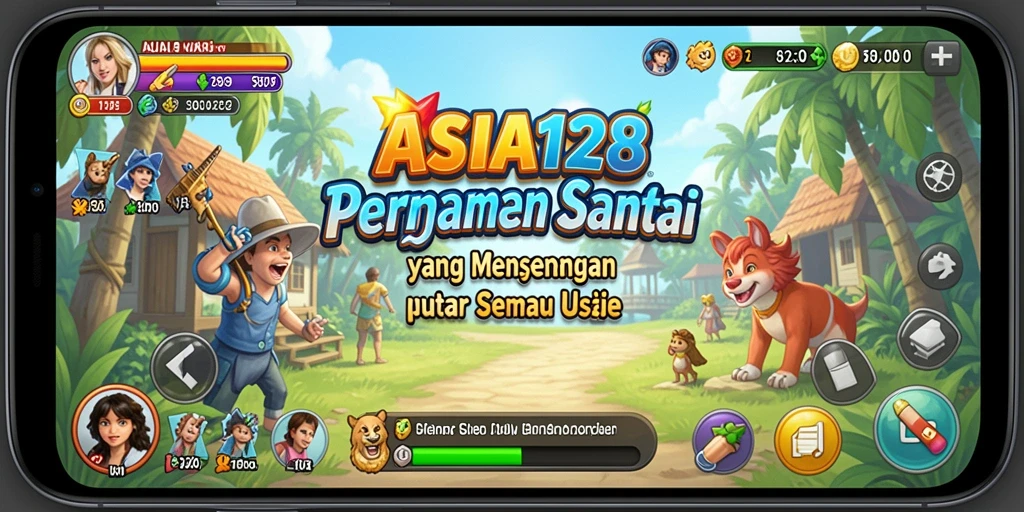 Tampilan gameplay ASIA128 yang ceria dan menyenangkan.