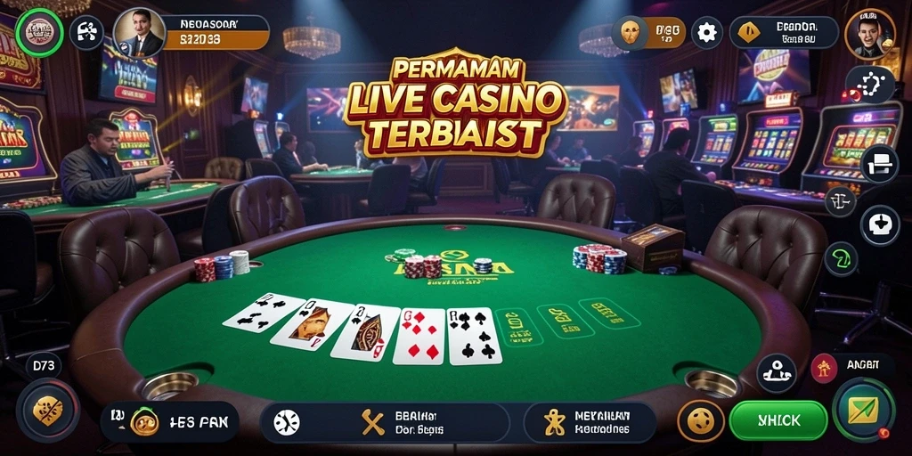 Gameplay D73 yang menarik dengan dealer live dan suasana kasino nyata.