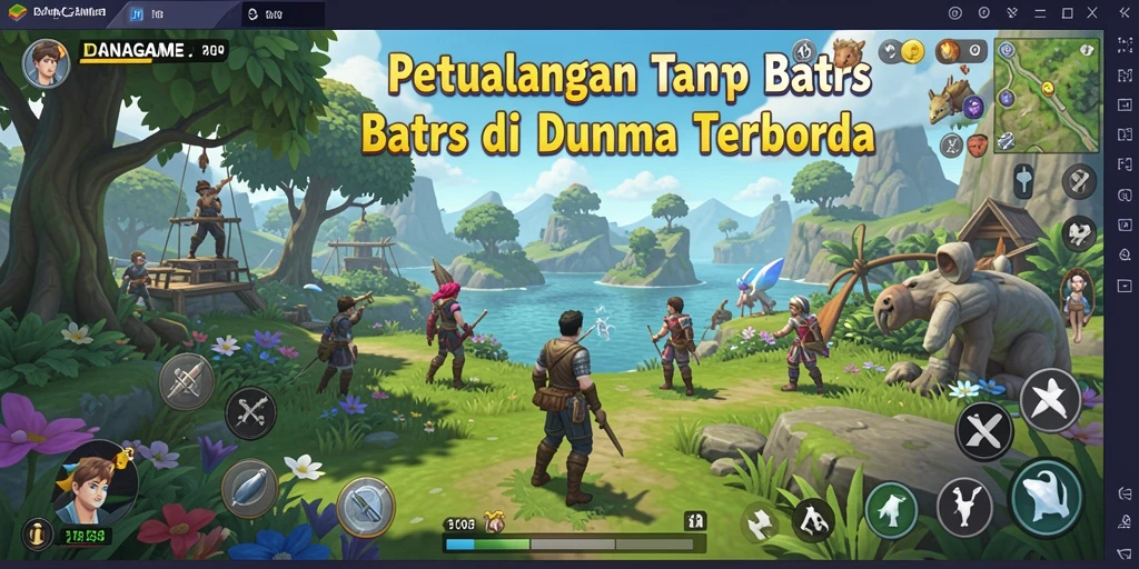 Screenshot utama DANAGAME menampilkan dunia luas yang siap dieksplorasi.