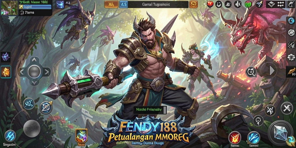Screenshot gameplay FENDY188 menampilkan pertempuran epik di dunia MMORPG.