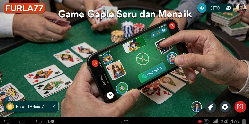 Screenshot FURLA77 menampilkan keseruan bermain Gaple dengan teman.