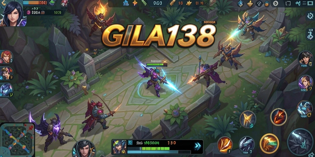 Tampilan seru dalam GILA138 dengan aksi pertempuran MOBA.