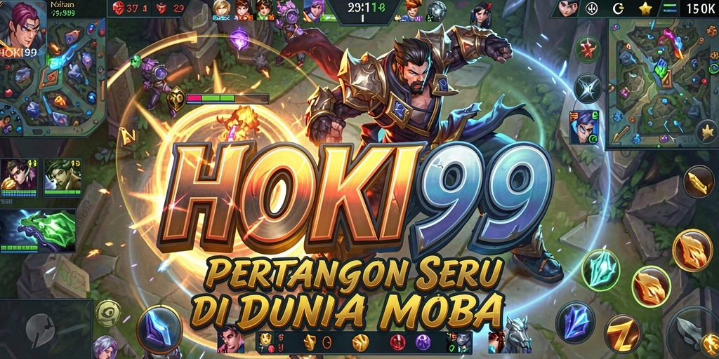 Gambar tampilan aksi seru dalam gameplay HOKI99 di arena MOBA.