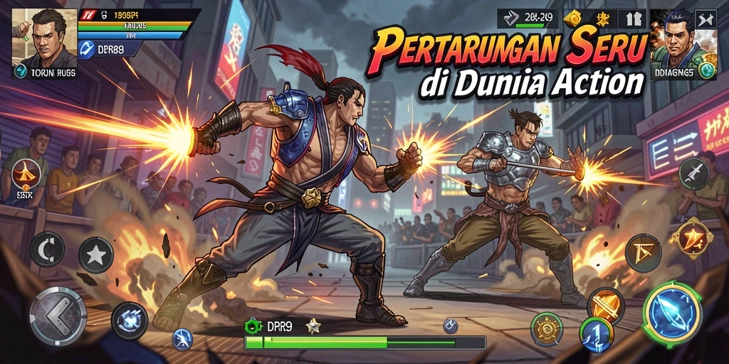 Screenshot utama IDR89 menampilkan aksi pertarungan yang intens.
