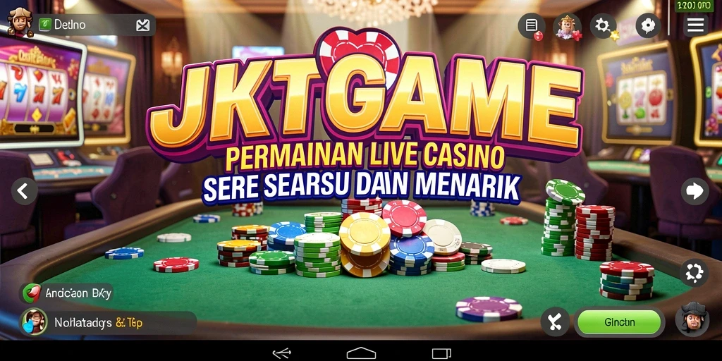 Screenshot JKTGAME menampilkan dealer langsung dalam permainan Live Casino.