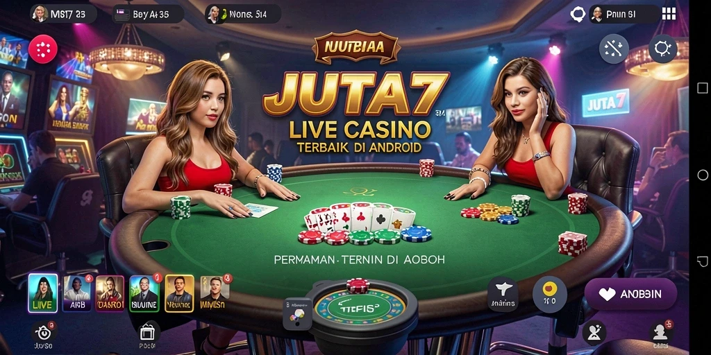 Tampilan gameplay Live Casino di JUTA7 dengan dealer langsung.