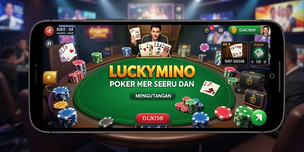 Tampilan gameplay poker yang mendebarkan di LUCKYMINO.