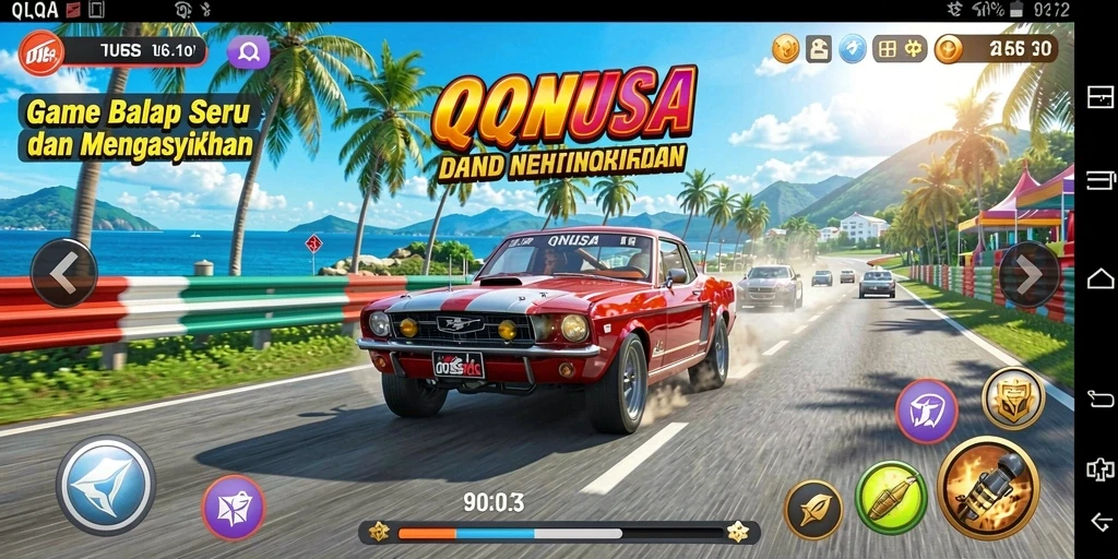 Tampilan gameplay QQNUSA yang mendebarkan saat balapan.