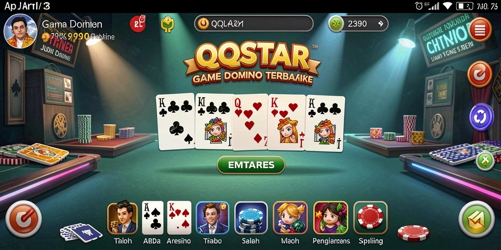 Tampilan gameplay Domino yang seru dan interaktif di QQSTAR.