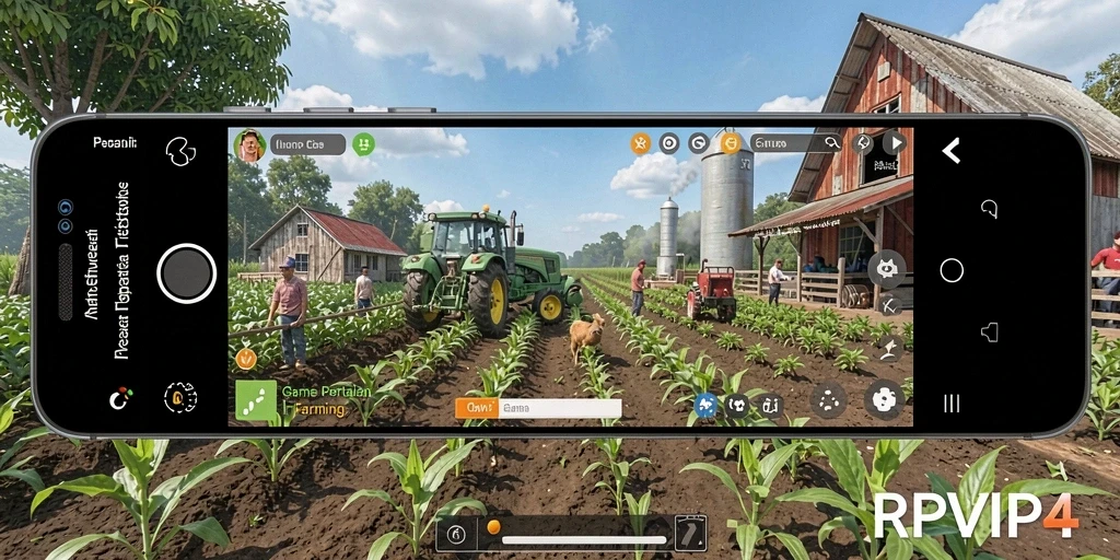 Tampilan gameplay RPVIP4 yang menawan dengan elemen pertanian.