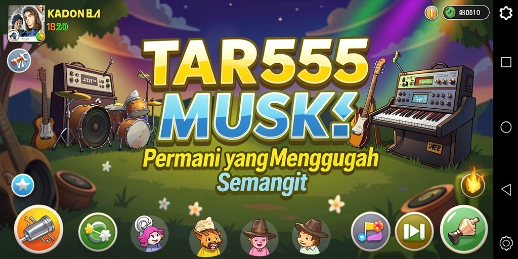 Tangkapan layar gameplay TAR555 dengan irama musik yang penuh semangat.