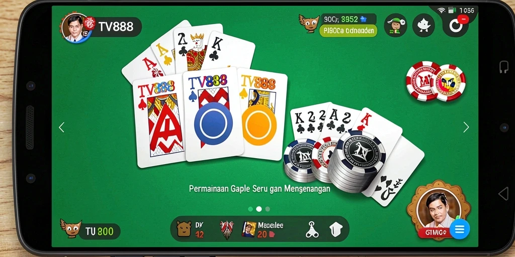 Tampilan gameplay TV888 yang menarik dan seru saat bermain Gaple.